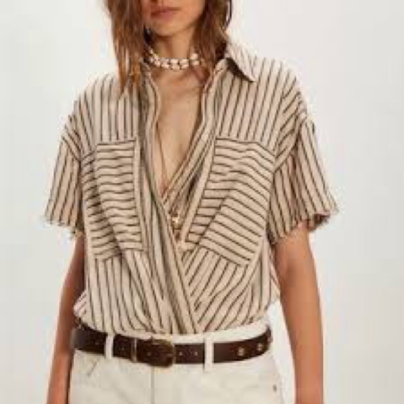 NWT Free People Christopher Linen Button Up - Picture 2 of 10